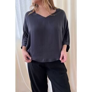 Natalie Busby Sz S Hang Loose Top Tencel Viscose Iron Black - Nice!